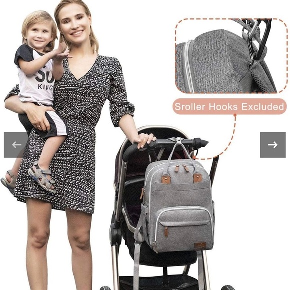Unisex Babbleroo Gray Travel Diaper Bag Backpack Multi-pockets - Picture 12 of 13